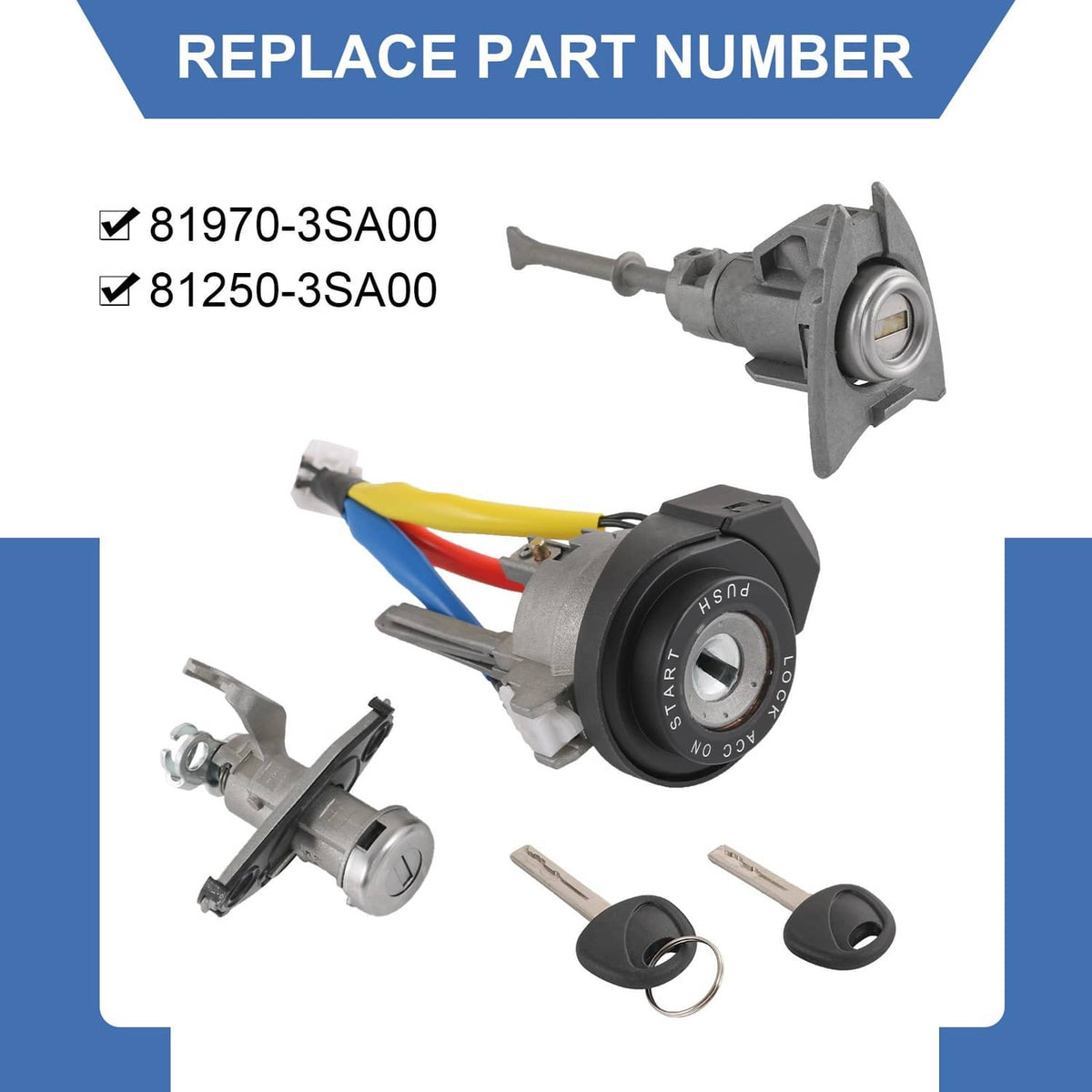 Solidspare Ignition Switch Front Left Door Lock Barrel 81970-3SA00 For Hyundai Sonata 09-14