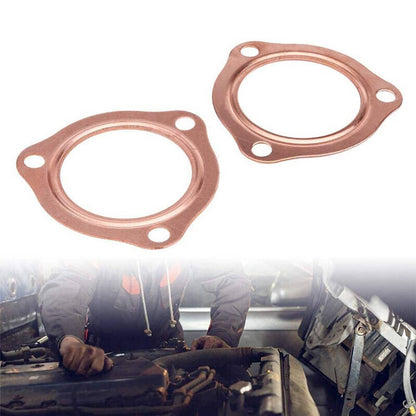 Solidspare 2Pcs 2.5"Universal Copper Header Exhaust Collector Gaskets Flanges 3-Hole 2-1/2"