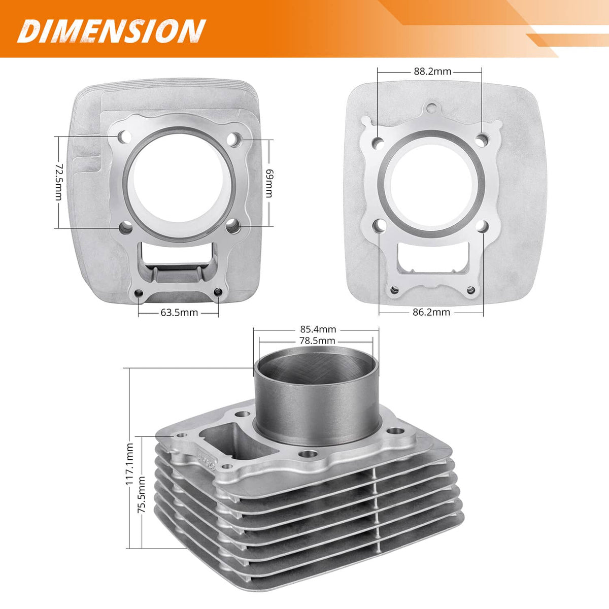 Solidspare For Honda ATV Rancher 350 TRX350TE 2x4 ES 2000-2006 Cylinder Piston Gasket Kit