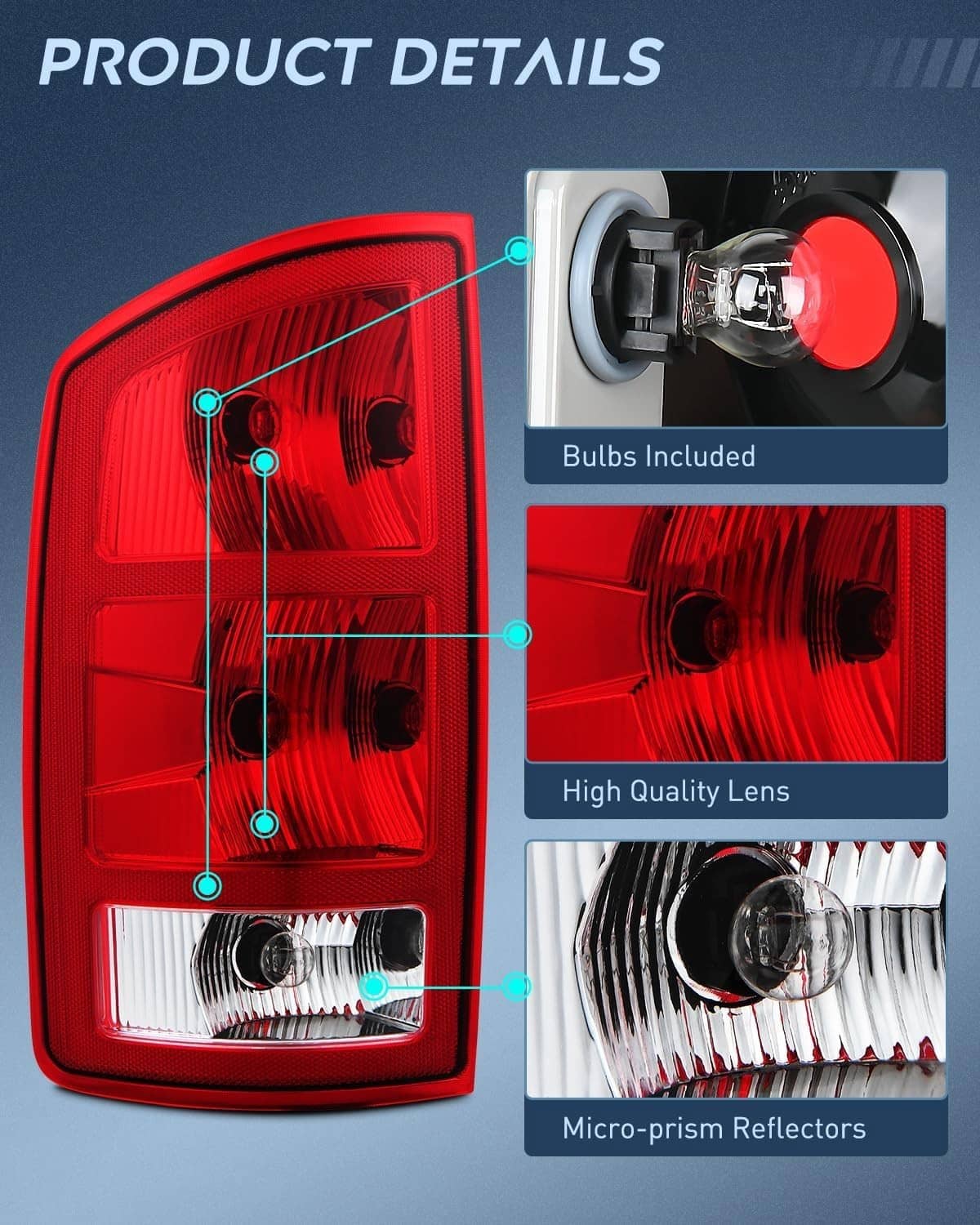 Solidspare Pair Tail Lights w/Circuit Board For 2002-2006 Dodge Ram 1500 2500 3500 Pickup