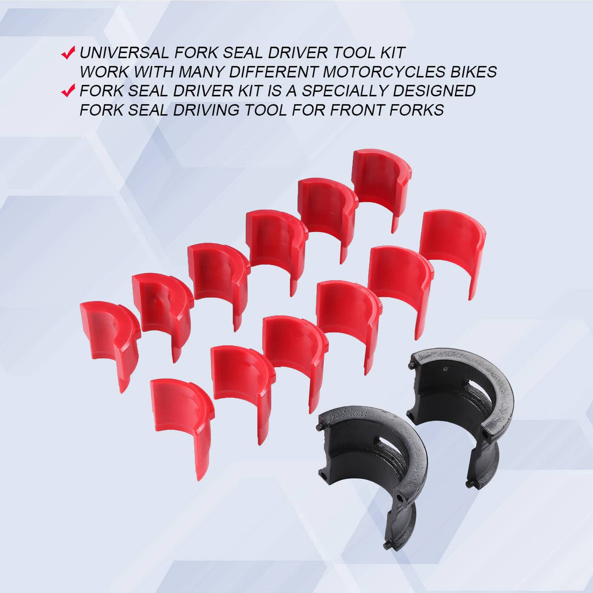 Solidspare Universal Motorcycle Fork Seal Installer Driver Tool Kit, 35mm-50mm, 14 Pcs Repa