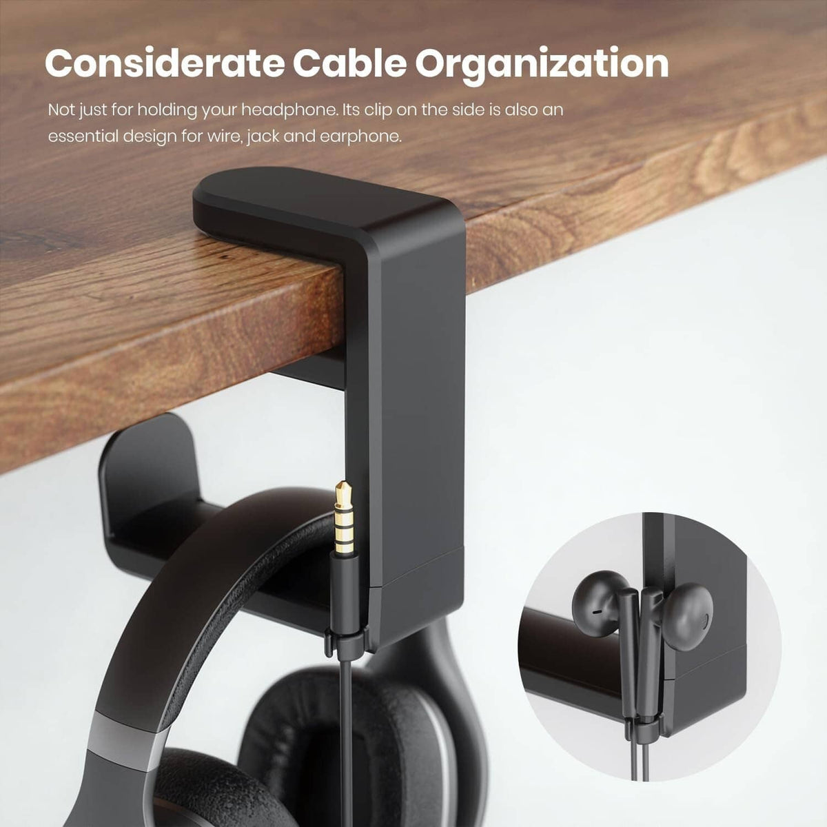 Solid Spare 360?? Gaming Headphone Hanger Display Stand Holder Hook Under Desk Headset Mount