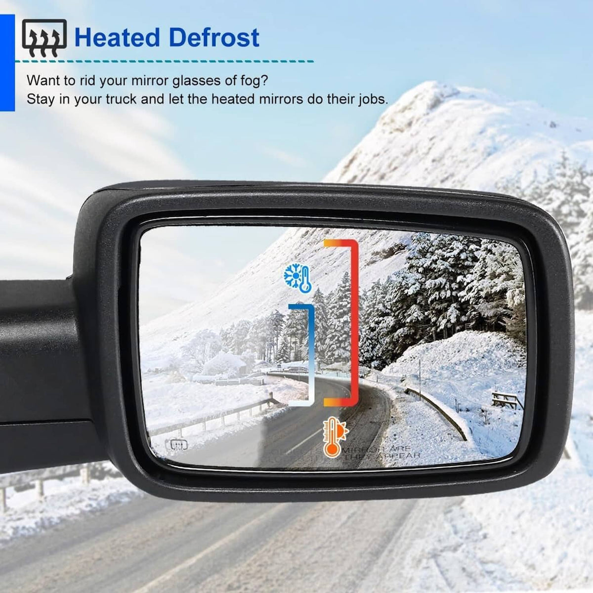 Solidspare Right/Passenger Side For 13-19 Ram 1500 Manual Fold+Heated+LED Signal Mirror New