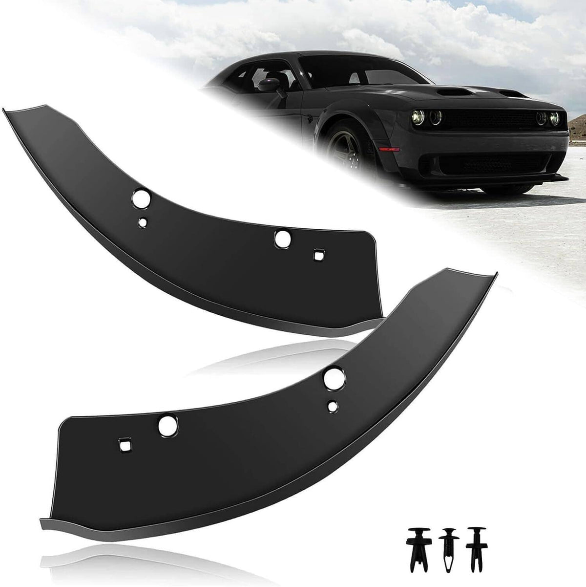 Solidspare Front Bumper Lip Splitter Trim Cover For 2015-2021 Dodge Charger SRT Scat Black