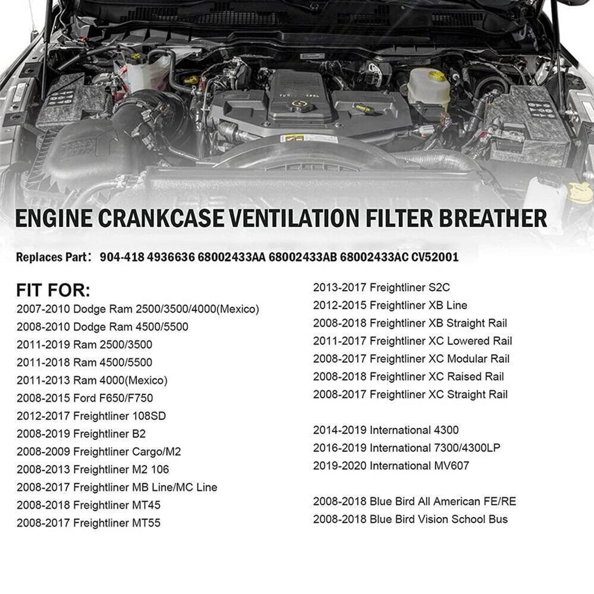 Solidspare 2xFilter For Fleetguard Crankcase CCV For Ram 2007.5-2020 6.7L Cummins 2500-5500