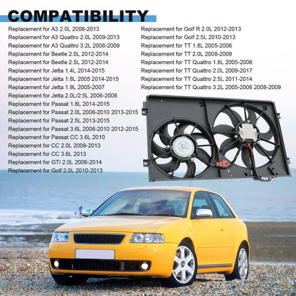 Solidspare Radiator Condenser Fan For Volkswagen Jetta Beetle 2.0L 2.5L L4 L5 VW3120100