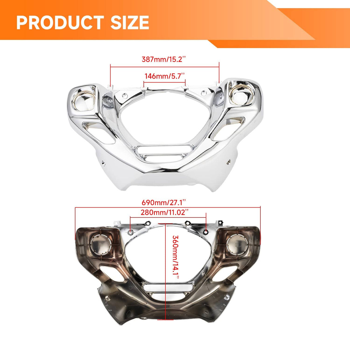 Solidspare New Chrome Engine Front Cowl Cover Fit For Honda Goldwing 1800 GL1800 2001-2011