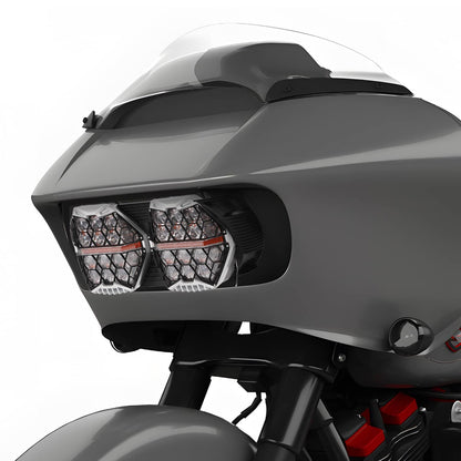 Solidspare LED Amber/Clear Dual Headlight For Harley Road Glide 2015-2024 DRL Hi/Low Beam