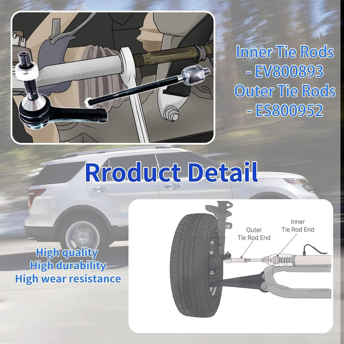 Solidspare 12Pcs Front Lower Control Arm Ball Joint Tie Rod End For 2011-2017 Ford Explorer
