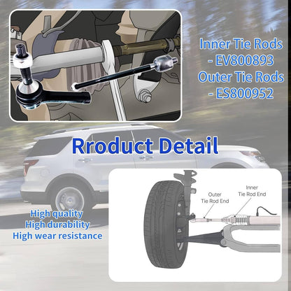 Solidspare 12Pcs Front Lower Control Arm Ball Joint Tie Rod End For 2011-2017 Ford Explorer