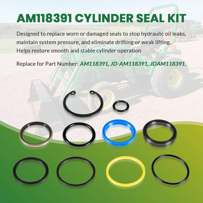 Solidspare AM118391 Cylinder Seal Kit fit for John Deere 40 44 60 70 70A Loader 1-1/2” Bore
