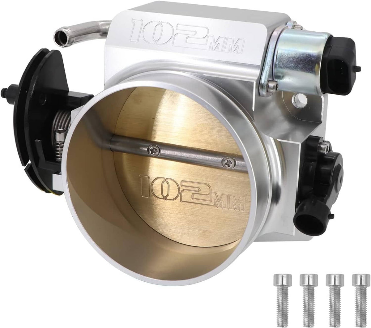 Solidspare Aluminum 102mm 4-Bolt Throttle Body & TPS IAC For GM Gen III LS1 LS2 LS6 LS7 LSX