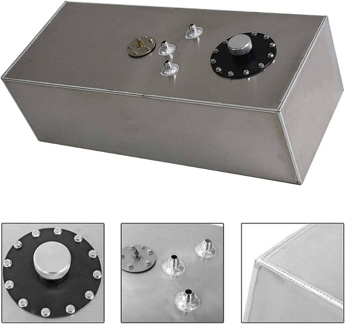 Solidspare 15 Gallon Aluminum Racing Drift Fuel Cell Gas Tank w/ Cap & Level Sender Sliver