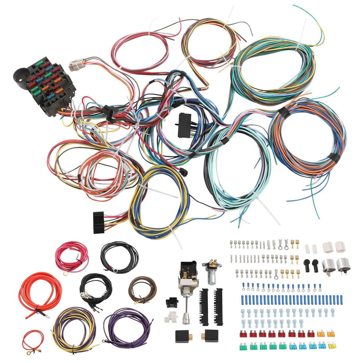 Solidspare Universal 22 Circuit Wiring Harness Street Hot Rat Rod Custom Wire Kit XL WIRES