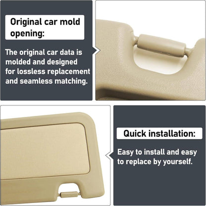 Solidspare 2Pcs Beige Sun Visor Left & Right Visor Kit For 2006-2011 Honda Civic Visors