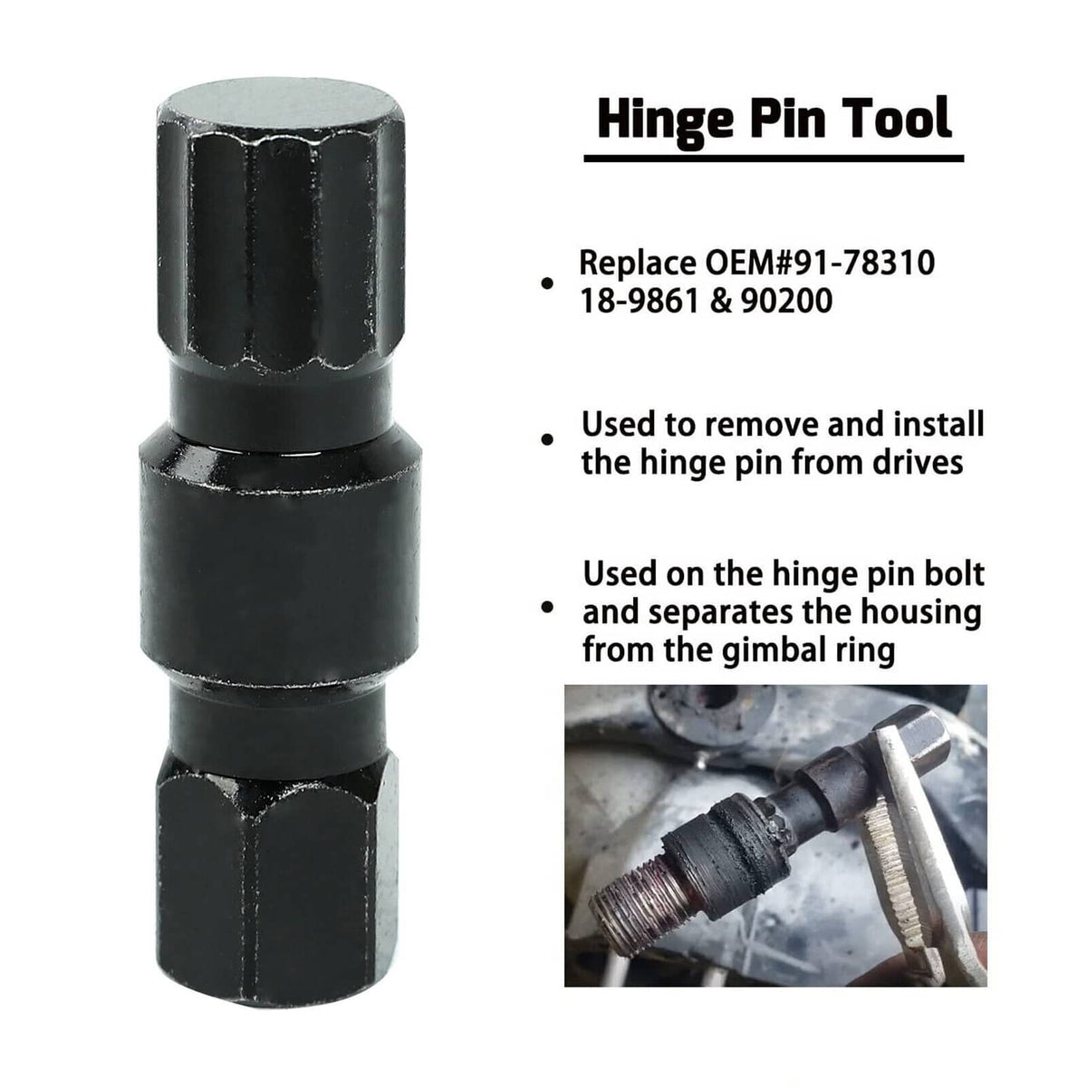 Solid Spare Hinge Pin Tool For Mercruiser Units Alpha Bravo Gen One Two 1 2 Replace 91-78310