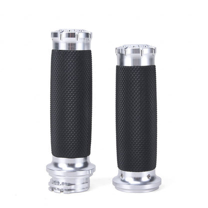 Solidspare 1" Handlebar Hand Grips Motorcycle Chrome for Harley Dyna Sportster XL 1200 883