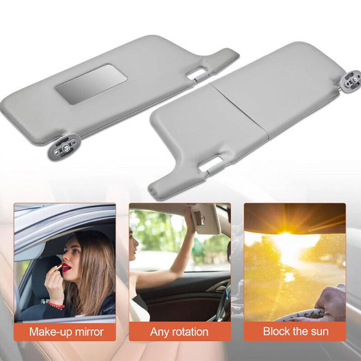 Solidspare Interior Sun Visor Gray Set For 1996-2001 Honda Civic LHD Sunvisor 83230-S01-A32