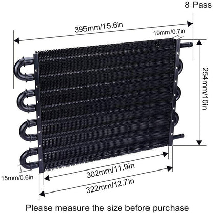 Solidspare Universal 8 Rows Aluminum Remote Transmission Oil Cooler Radiator Converter Set