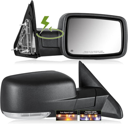 Solidspare Mirrors LH+RH For 2013-2019 Ram 1500 Power Fold Power Adjust Heated Puddle Light