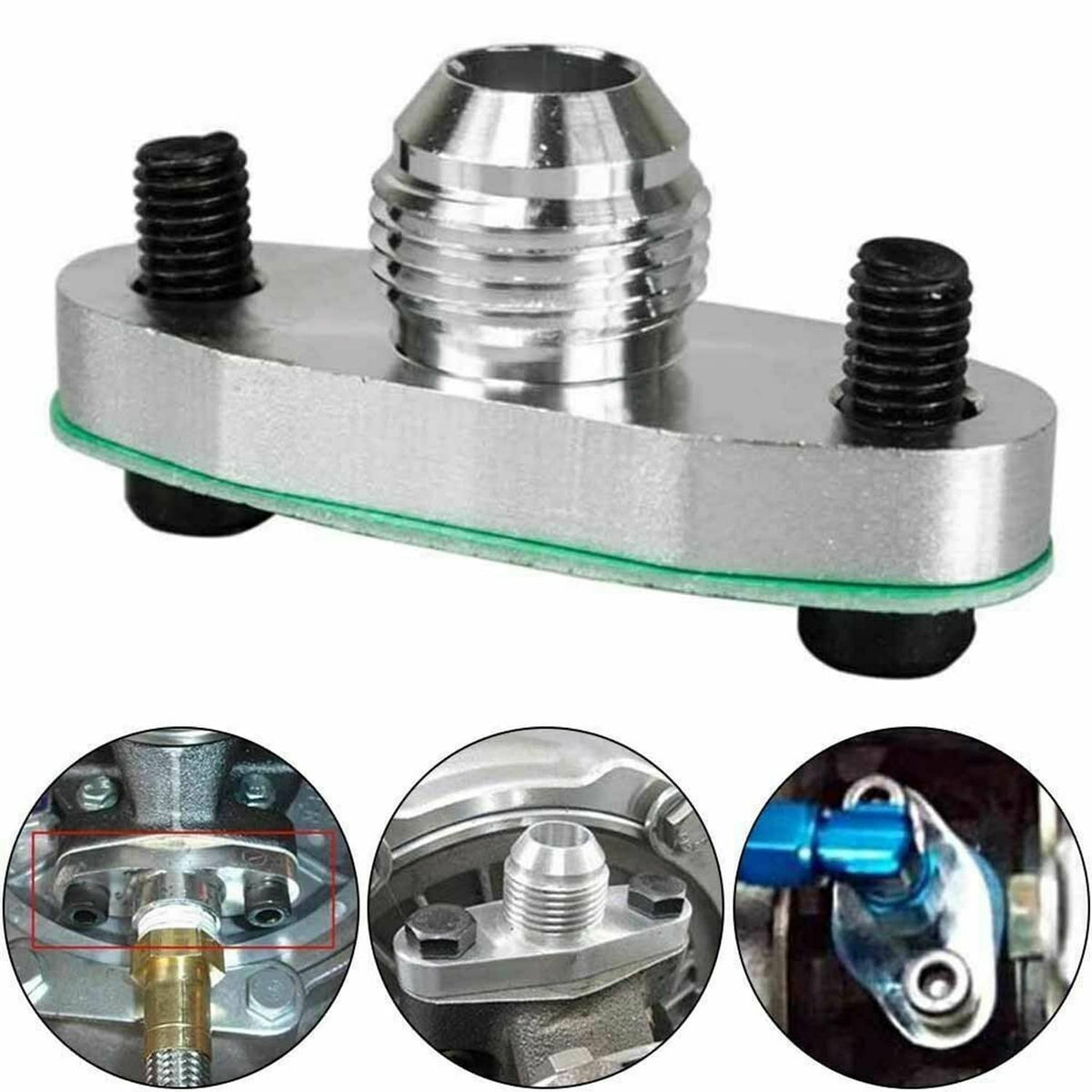 Solidspare Turbo Oil Drain Outlet Flange Gasket Adapter Kit Set 10AN 10 AN Fitting T3 T4
