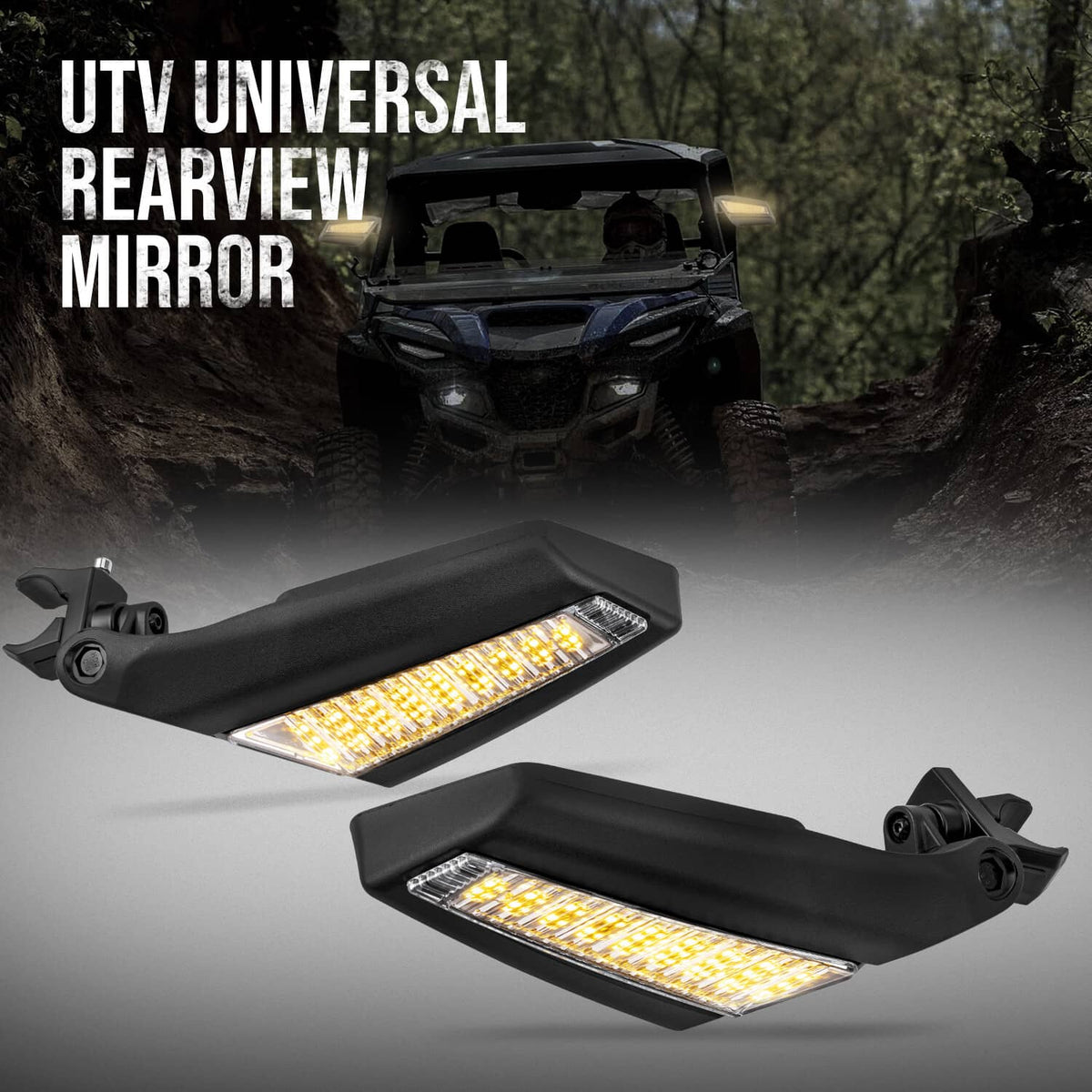 Solidspare 1.5"-2" LED Rear View Mirrors UTV ATV For Can-Am X3 Polaris RZR Yamaha Honda