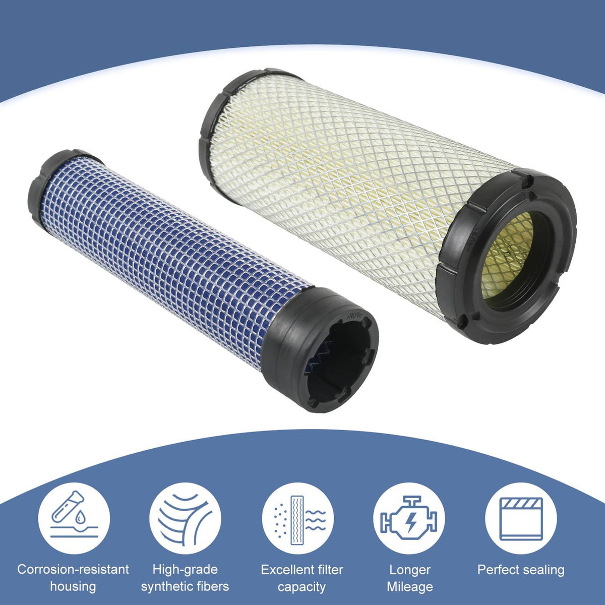 Solidspare 2 Set Air Filter For Kohler Kawasaki 2508301-S 2508304-S 11013-7020 11013-7019