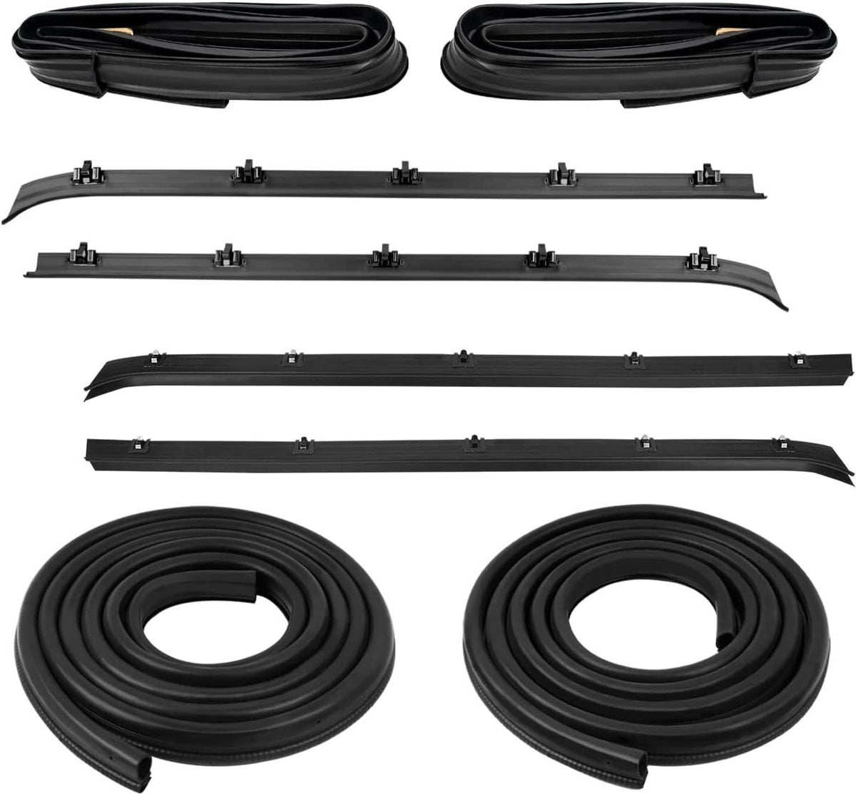 Solidspare Front Door Window Run Sweep Felts Weatherstrip Seals Kit for Chevy GMC Truck