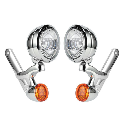 Solidspare LED Auxiliary Passing Spot Fog Lights w/ Turn Signal Light For Harley FLHX 06-22