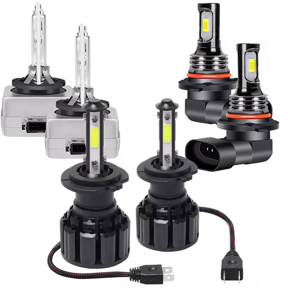 Solidspare For Cadillac Escalade 2007-2008 COMBO LED/HID Headlight hi/lo+Fog Light 6 Bulbs