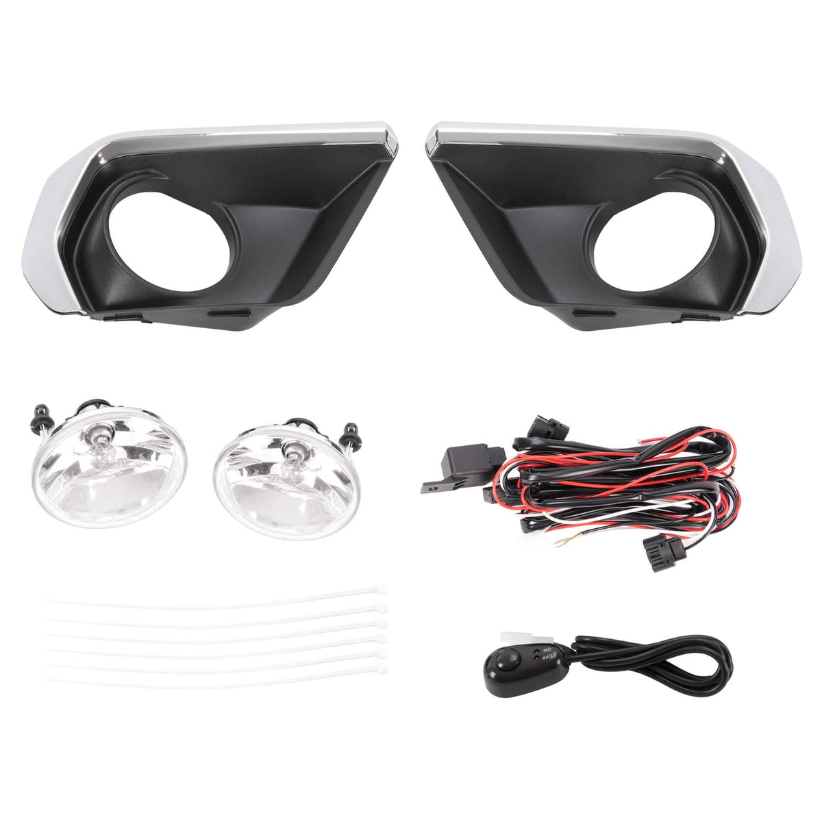 Solid Spare For Chevrolet Colorado 2021-2022 Clear Fog Lights w/ Chrome Bezel Wires Switch