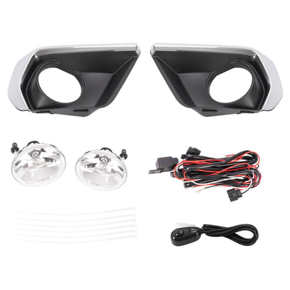 Solid Spare For Chevrolet Colorado 2021-2022 Clear Fog Lights w/ Chrome Bezel Wires Switch