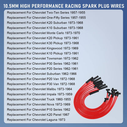 Solidspare HEI Spark Plug Wires Set 90 to Straight For Chevy SBC BBC 350 383 400 454 V8