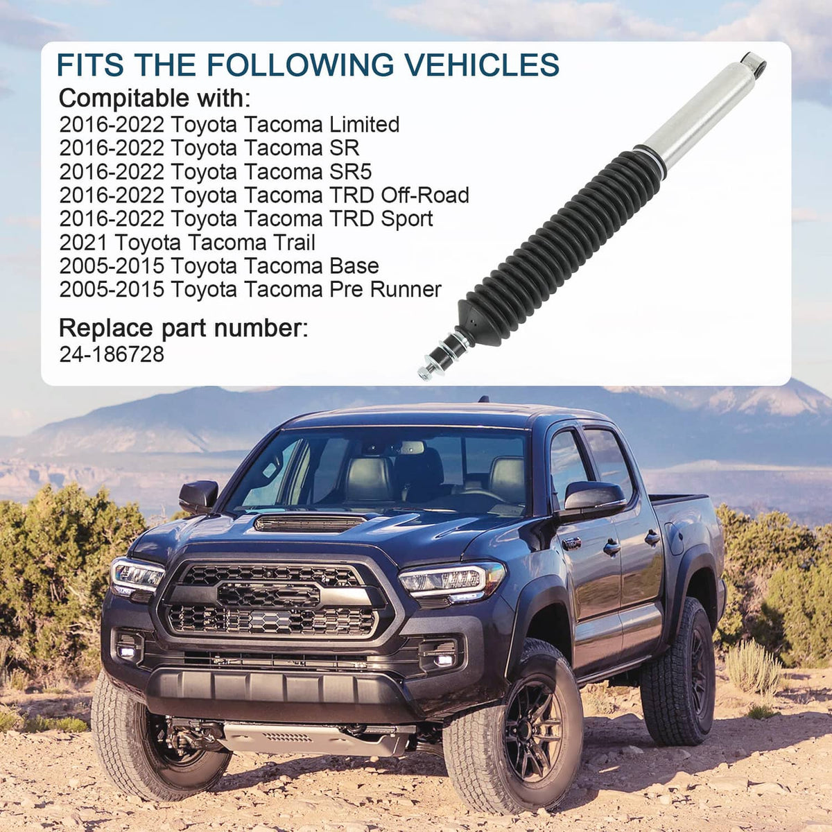 Solidspare B8 5100 0-1" Rear Pair Shock Absorber Kit 24-186728 For Toyota Tacoma 2005-2021