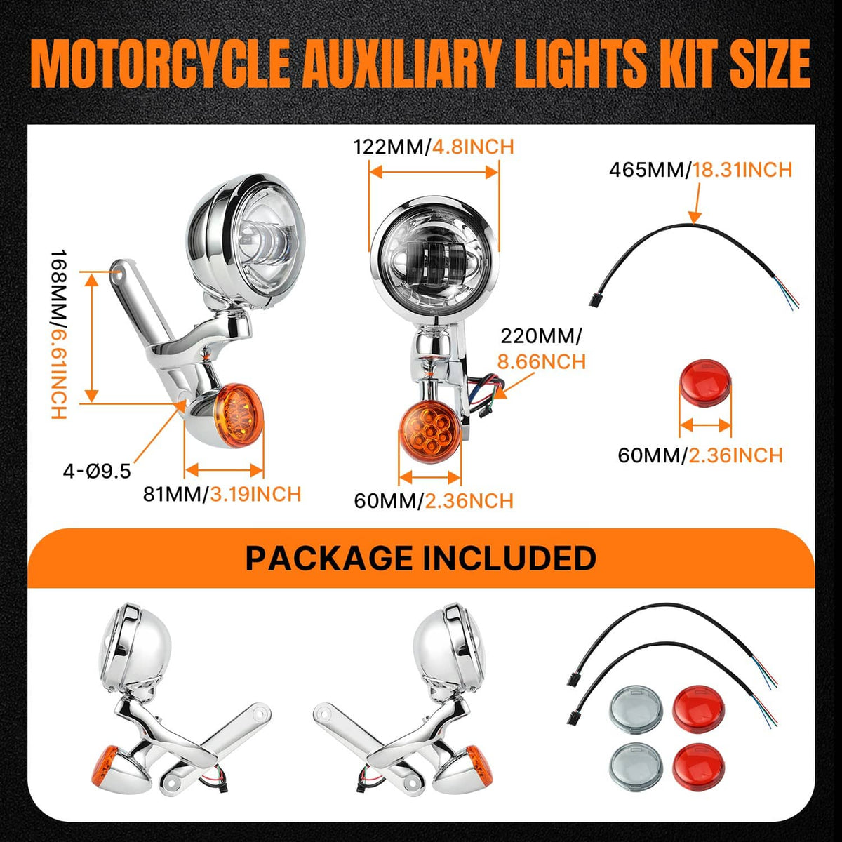 Solidspare 4.5" Auxiliary Spot Fog Light LED Turn Signal Light W/Bracket For Street Glide