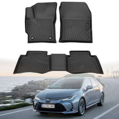 Solidspare For 2020-2025 Toyota Corolla Sedan TPE All-Weather Floor Mats 2 Row Liner Set