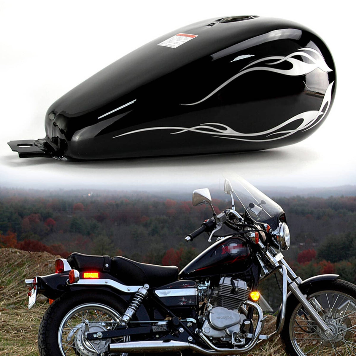 Solidspare 3.4 Gallons Fuel Gas Tank For Honda Rebel 250 CMX 250 CMX250C 1985-2016 Black