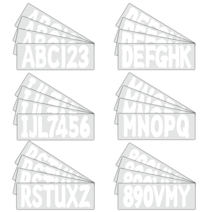 Solid Spare Custom boat registration numbers Decal Sticker 4 sets of A-Z 4 sets of 0-9 White