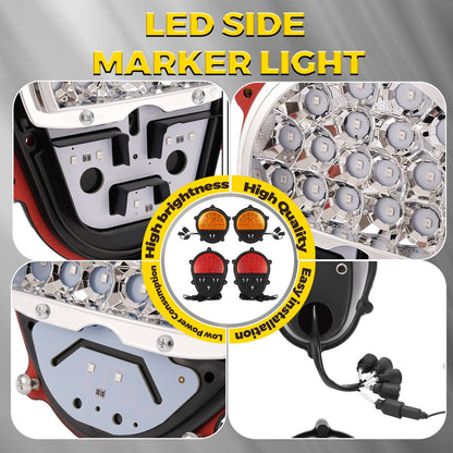 Solid Spare LED Brake Lights For Humvee M35 M998 LH+RH Side Turn Signal Lamps 4 PCS