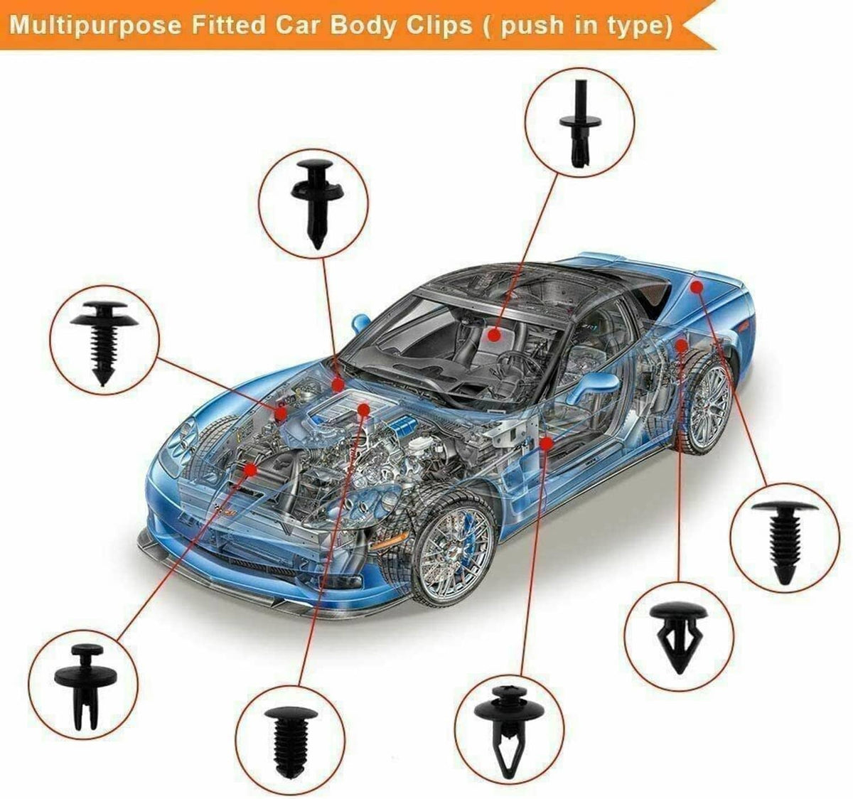 Solidspare 750 Pcs Car Retainer Clips Auto Fasteners Push Trim Clips Pin Rivet Bumper Kit