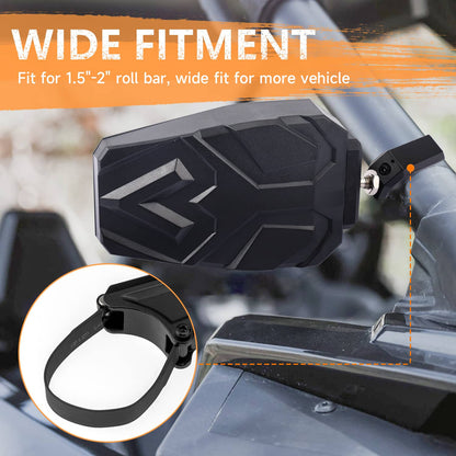 Solidspare 1.5''-2" UTV Side Mirrors Foldable Adjustable for Polaris RZR S 800 900 XP 1000