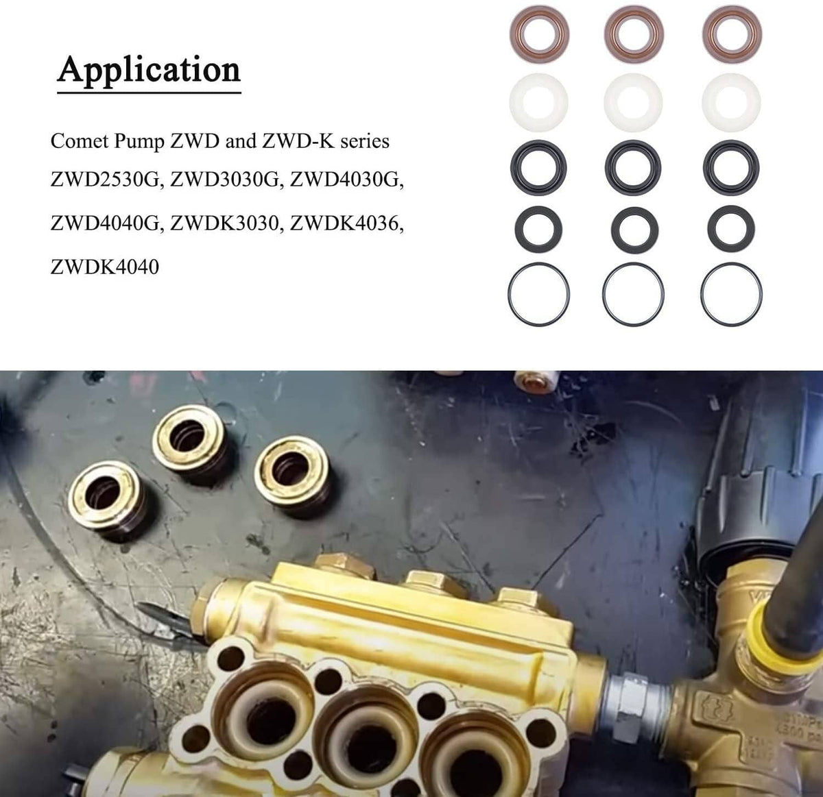 Solid Spare 5019006400 Packing Kit Seal Repair Kit for Comet Pump ZWD2530G ZWD3030G ZWD4030G
