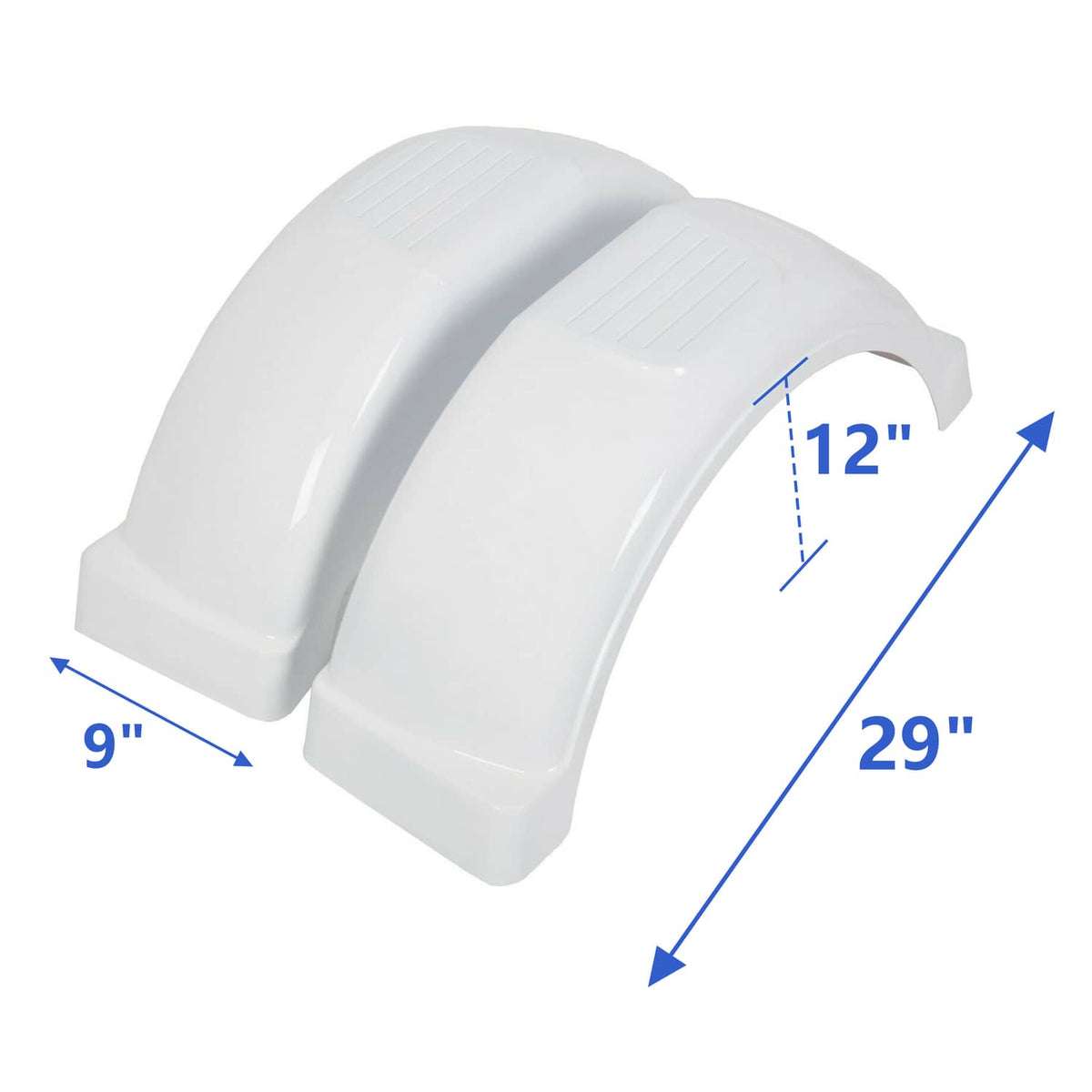 Solidspare Pair of White Single Axle Trailer Fenders for Boat 13" Wheels Tire Skirt