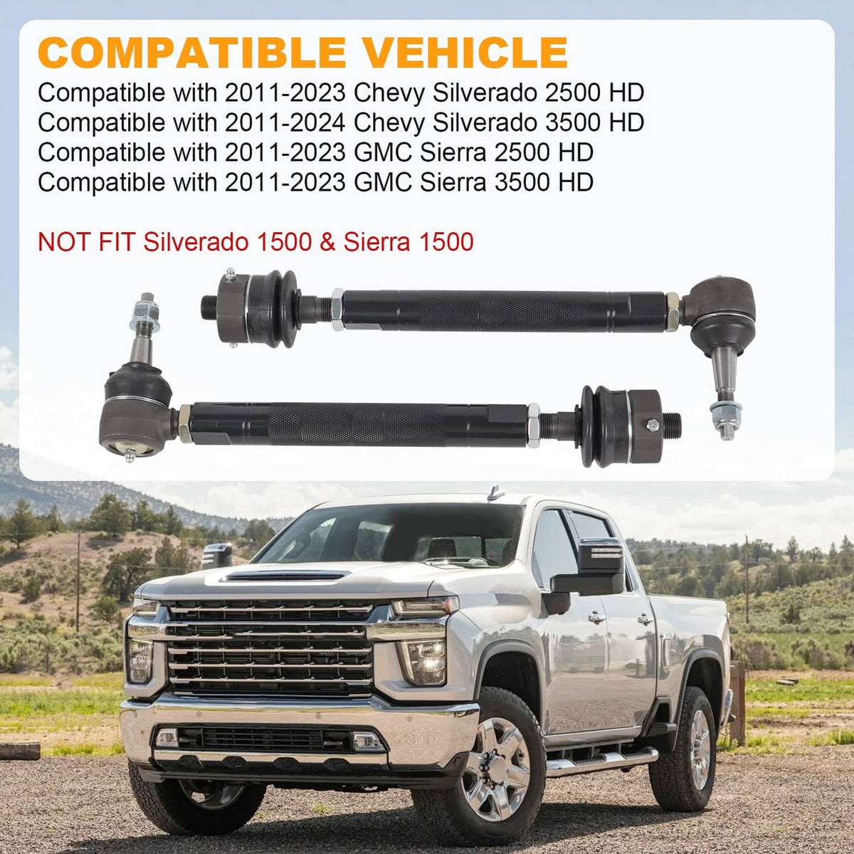 Solidspare Heavy Duty Tie Rod Ends Kit For Silverado Sierra 2500HD 3500HD 11-24 2K780101