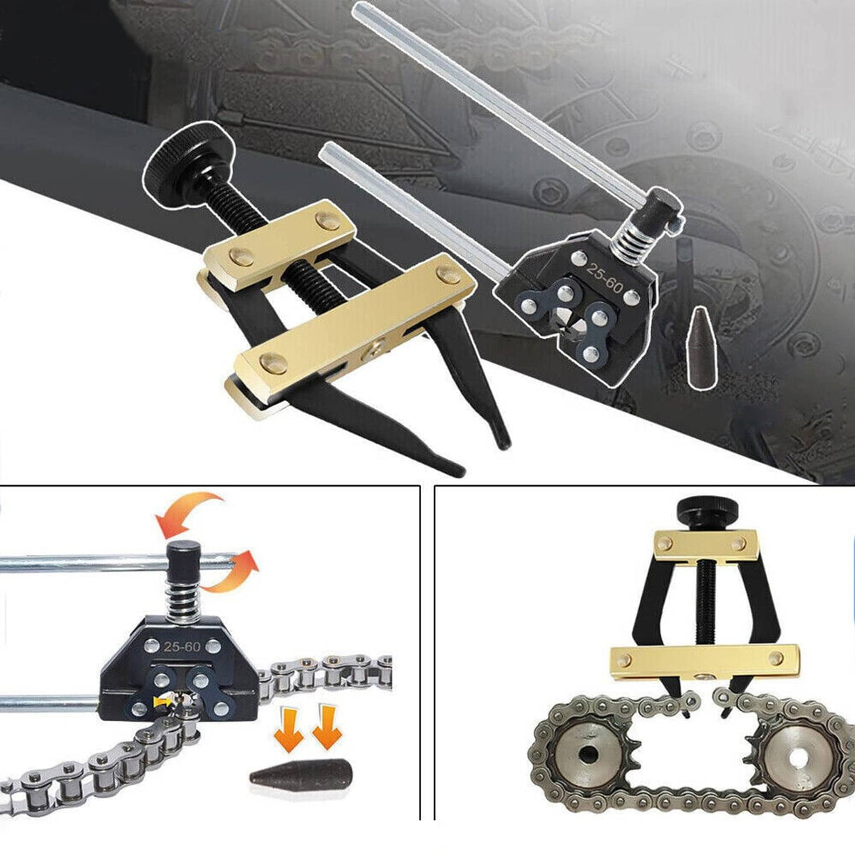 Solidspare Roller Chain Tools Kit 25-60 Chain Detacher Breaker Cutter Tool For Bike / ATV
