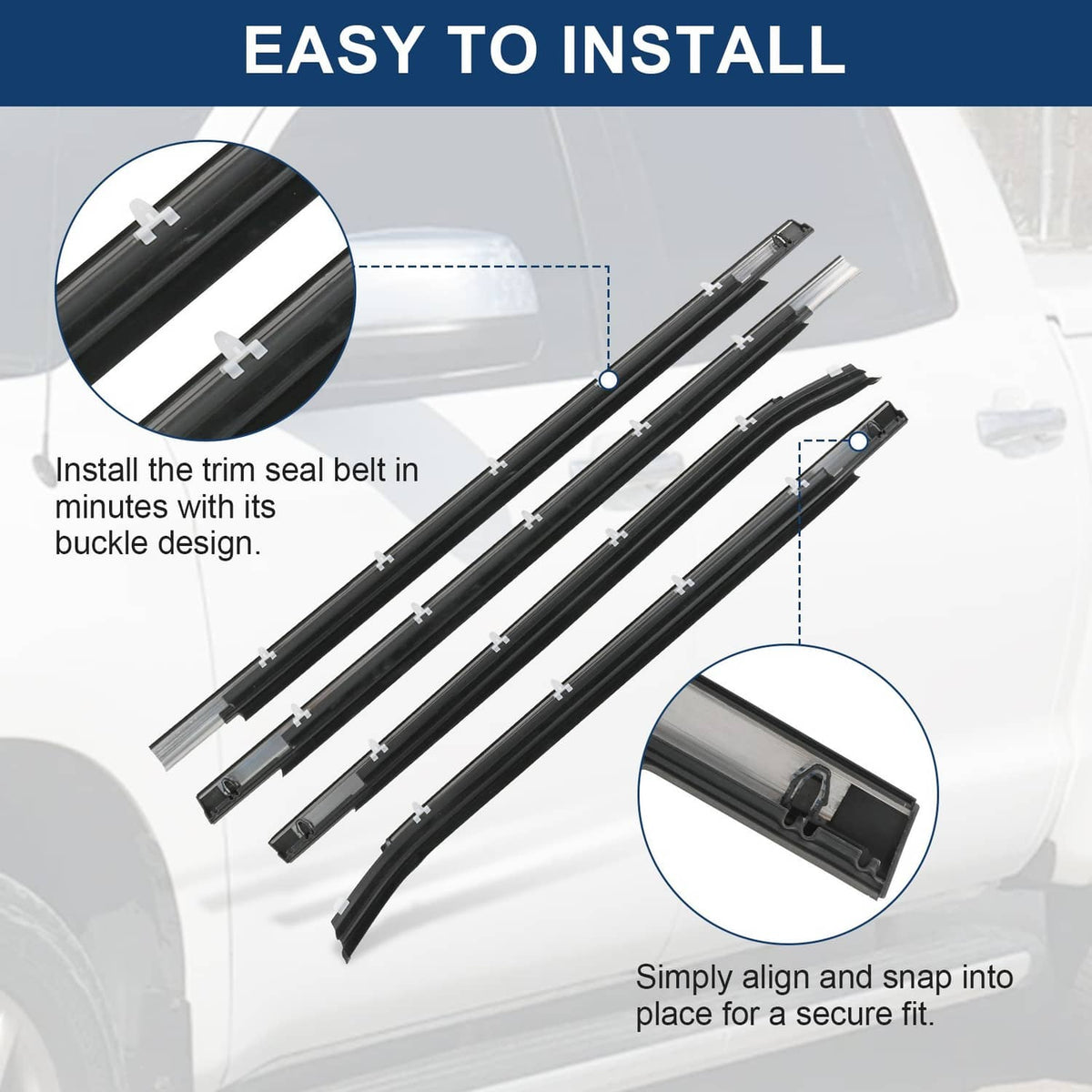 Solidspare Window Moulding Weatherstrip Seal Belt 4× For Toyota Tundra Double Cab 2000-2006
