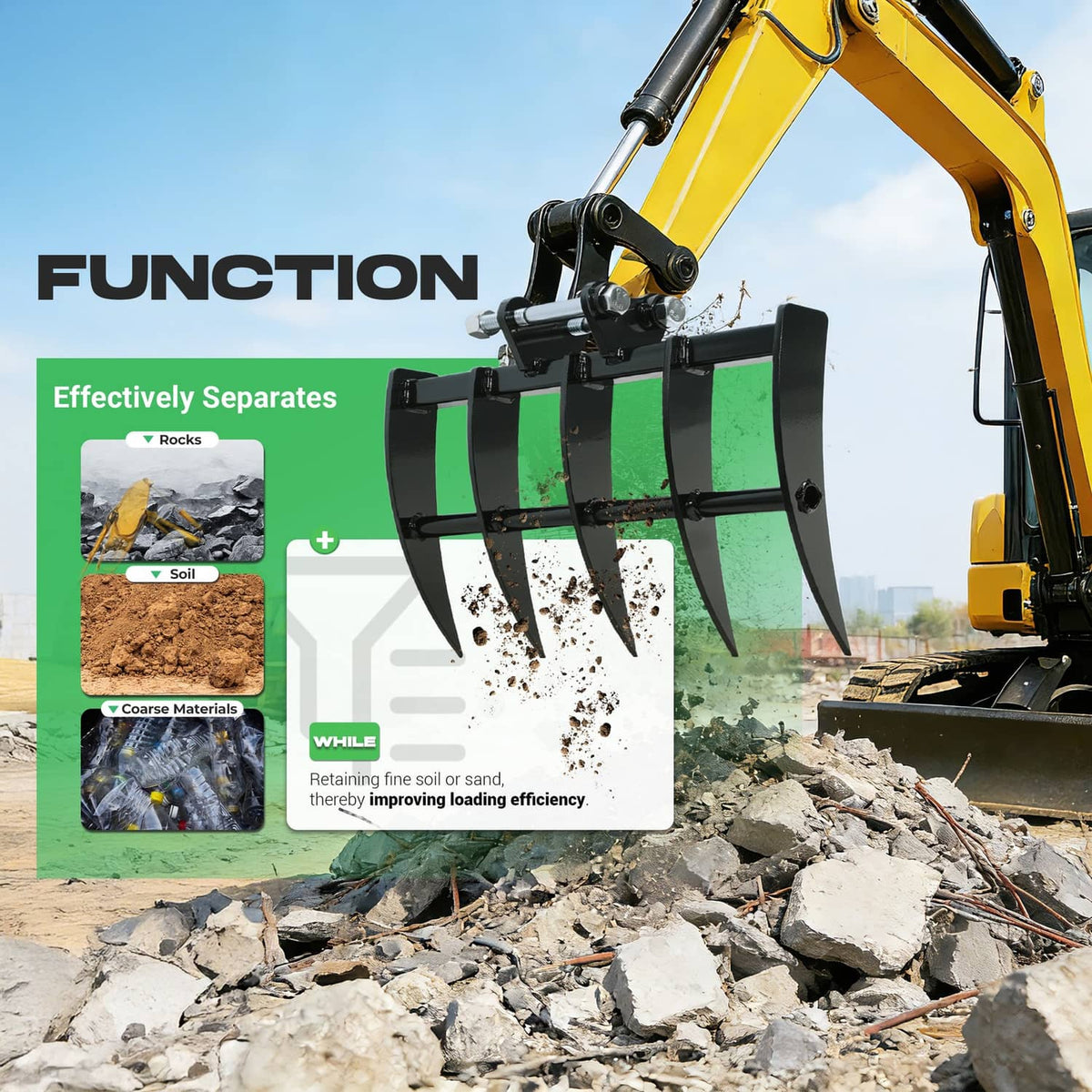 Solidspare Mini Excavator Attachment Rake 5 Tools For Mini Excavator  Heavy Duty Thick