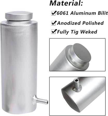Solidspare Silver Universal Radiator Coolant Catch Tank Overflow Reservoir 800ml Aluminum