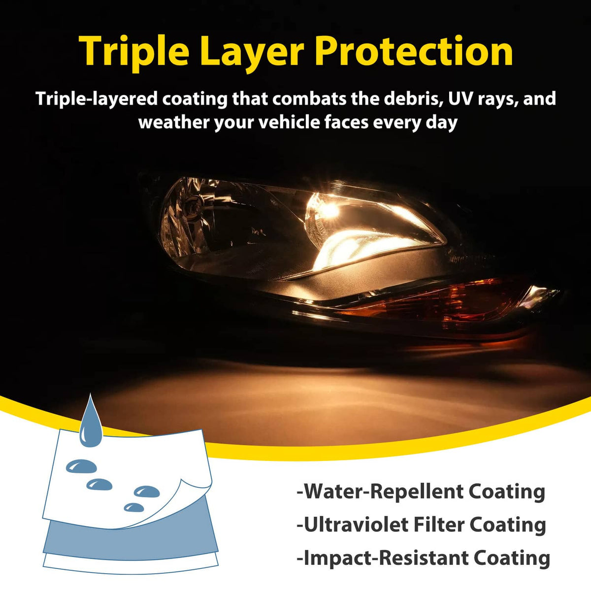 Solid Spare Black Right Passenger Side Headlight Clear Lens Halogen For Ford Focus 2012-2014