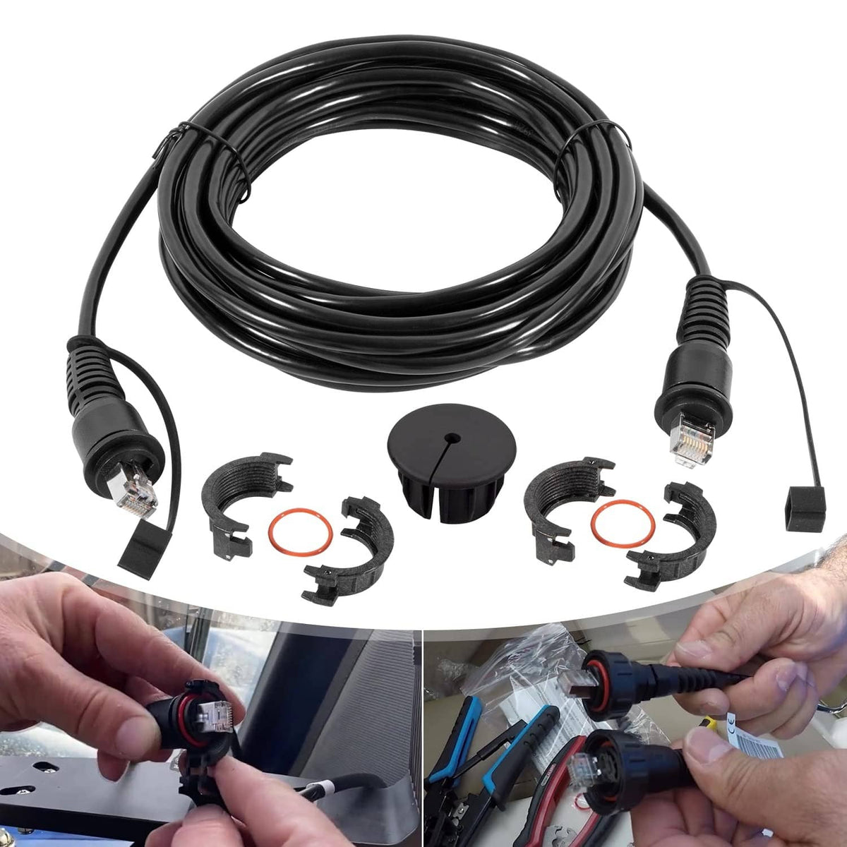 Solidspare 010-10551-00 Marine Network Cable 20 Feet with Split Connector & Waterproof Cap